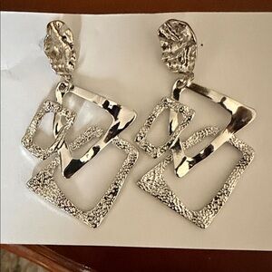 Silver Geometric Drop Earrings - Modern Women's Jewelry